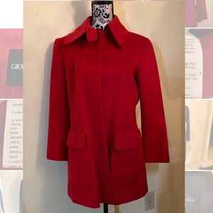 Giorgio Armani Red 100% Cashmere & 100% Silk Lined Overcoat